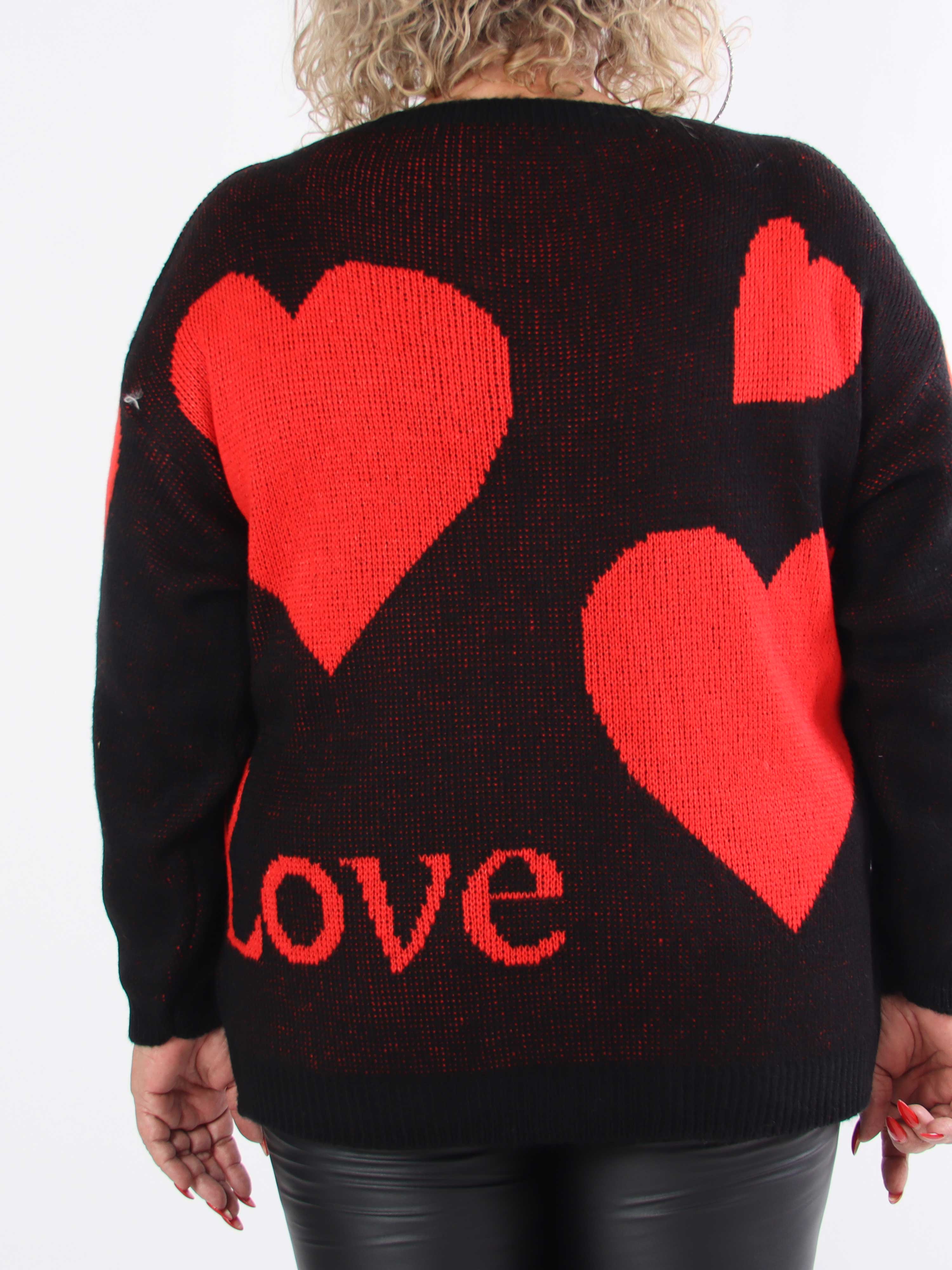 Valeria - Sød plus size strik med hjerter og perler